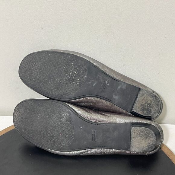 Coach Shoes Loafer Woman’s size 9.5 M Karly Leather Gold Buckle Heel Flats‎ - Picture 10 of 14